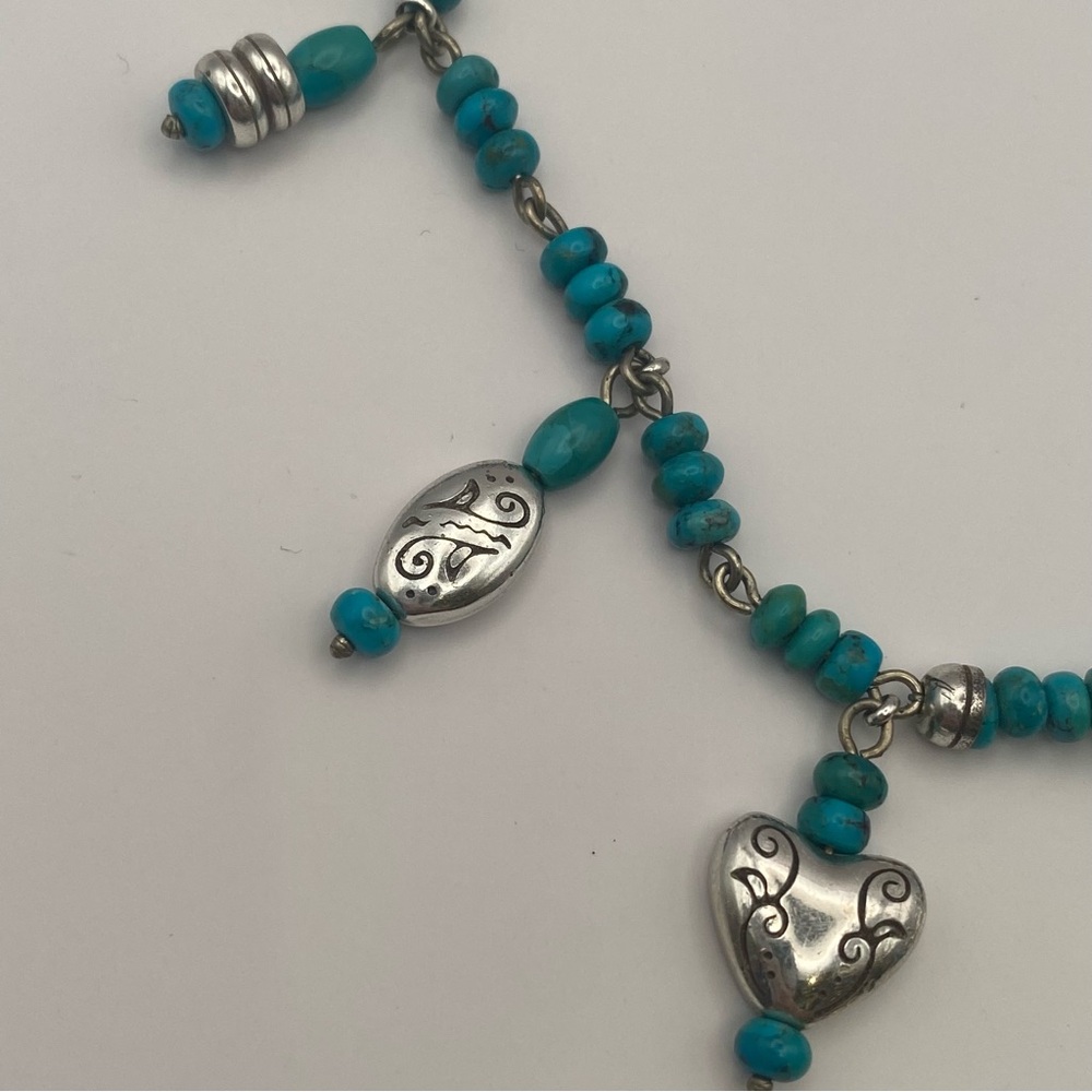 Brighton Silver and Turquoise Beaded Charm Necklace - Picture 3 of 5